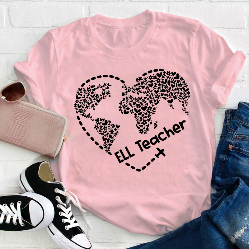 Ell Cute Heart Shape Teacher T-Shirt