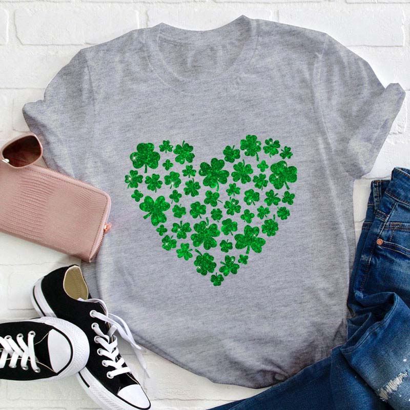 Heart Shamrock Teacher T-Shirt
