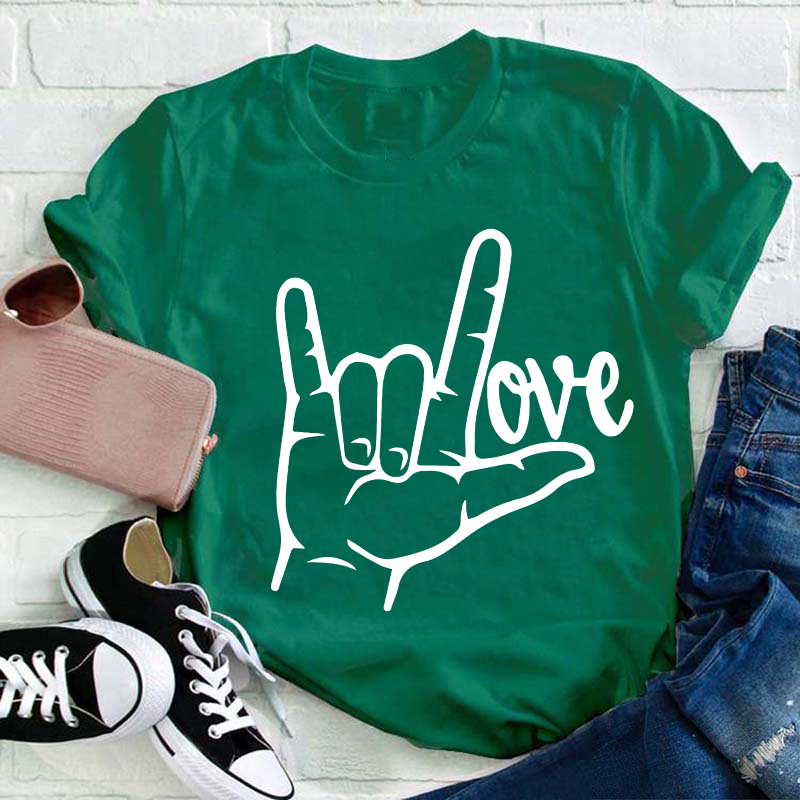 Peace Sign Love Teacher T-Shirt