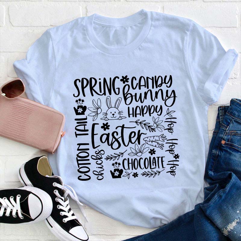 Happy Easter Spring Bunny Teacher T-Shirt