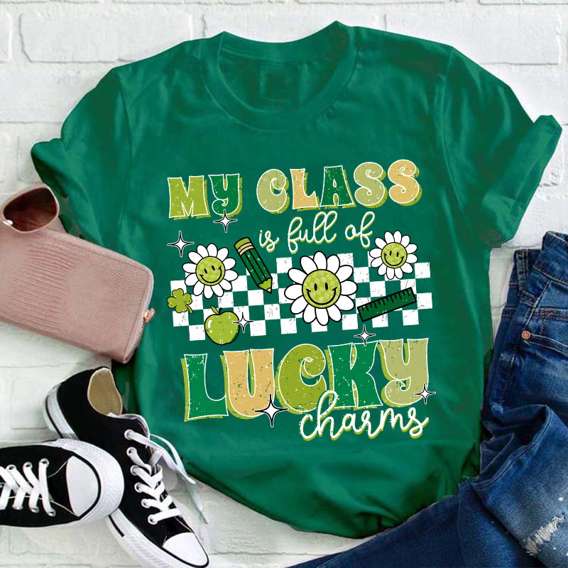 My Class Is Full Of Lucky Charms Checkerboard Teacher T-Shirt