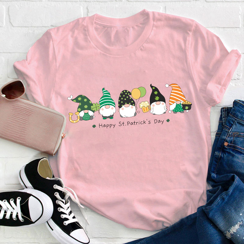 St Patricks Day Gnomes Teacher T-Shirt