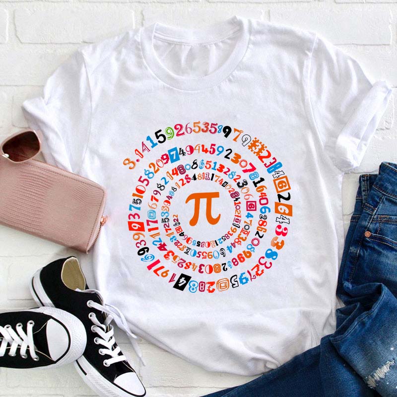 Happy Pi Day Colorful Pi Teacher T-Shirt