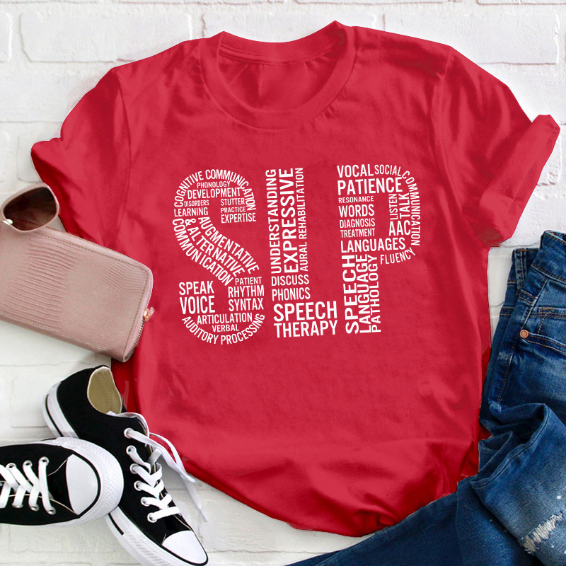 Speech Language Pathologist Typography Teacher T-Shirt Sale-Teachersgram
