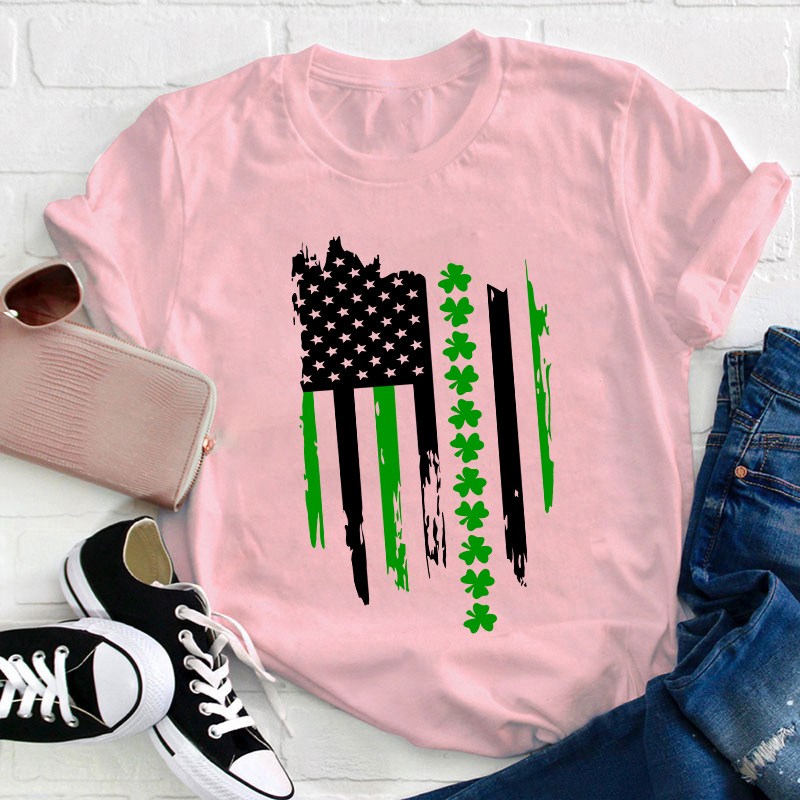 Happy St Patricks Day Flag Teacher T-Shirt