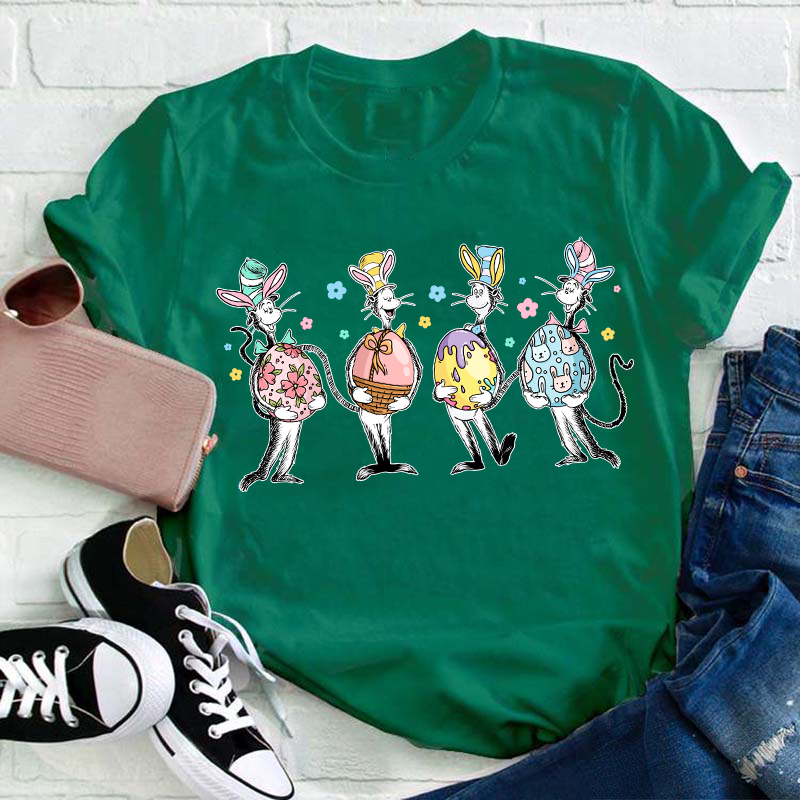 Happy Easter Cute Cat Teacher T-Shirt