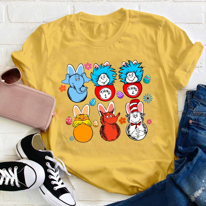 Easter Cartoon Bunny Teacher T-Shirt