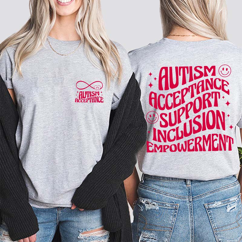 Autism Acceptance Teacher Two Sided T-Shirt