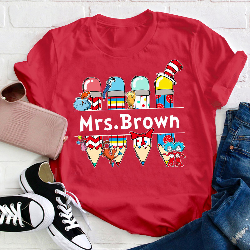 Personalized Name Reading Thing Teacher T-Shirt