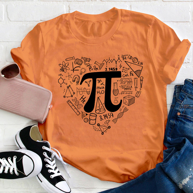 Pi Day Math Heart Teacher T-Shirt