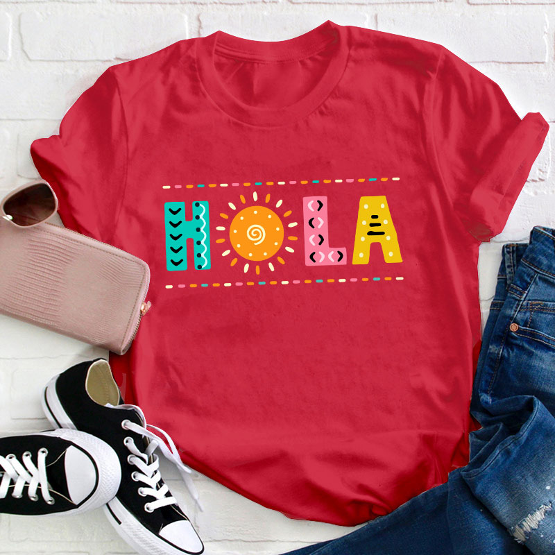 Retro Hola Sunshine Teacher T-Shirt