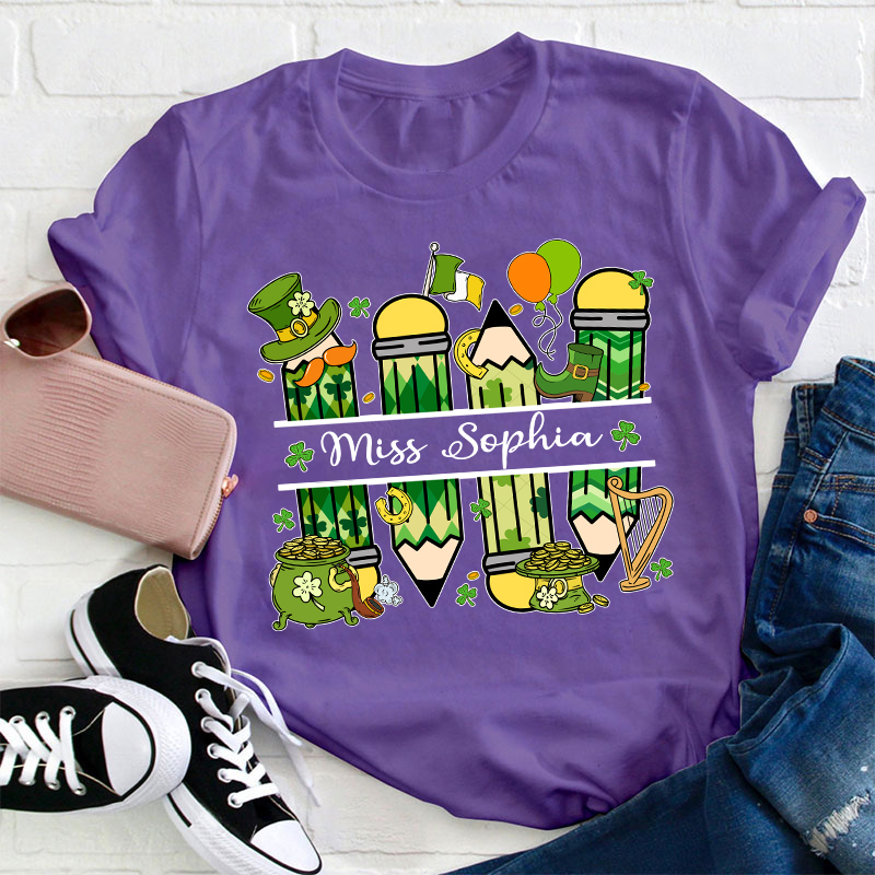 Personalized St Patricks Name Teacher T-Shirt