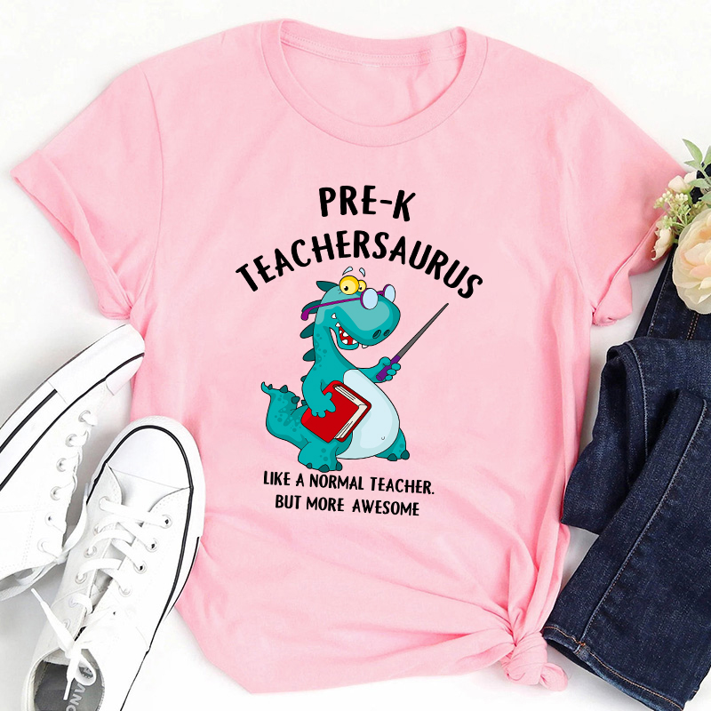 Personalized Grade Awesome Teachersaurus Teacher T-Shirt