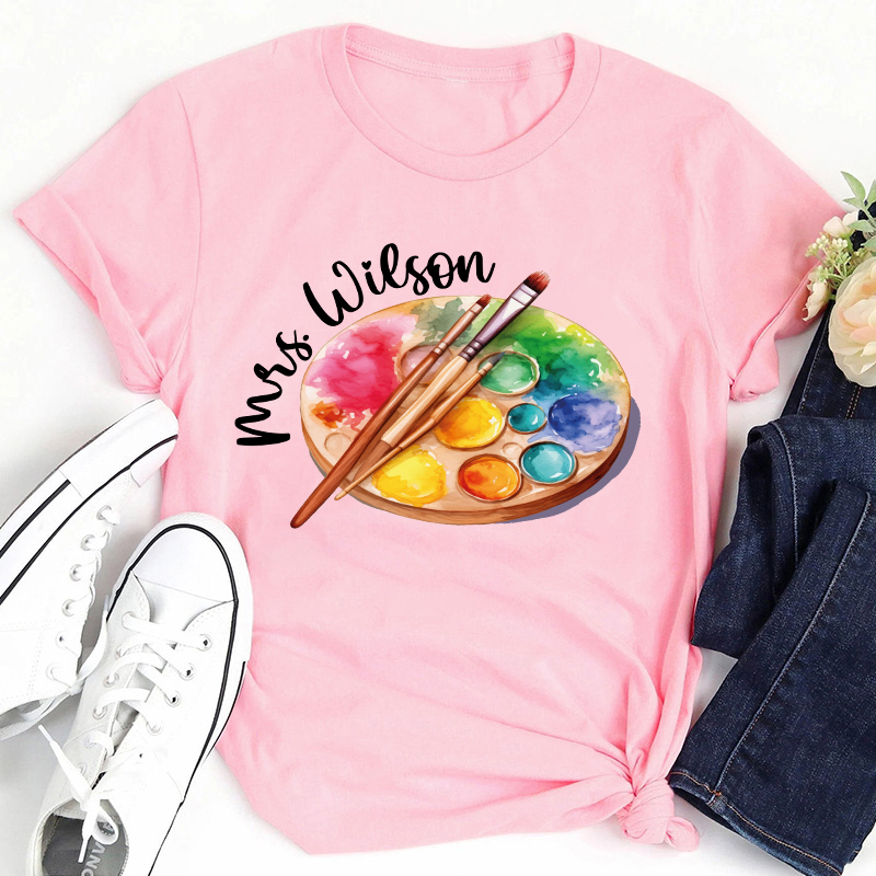 Personalized Artist Palette Teacher T-Shirt