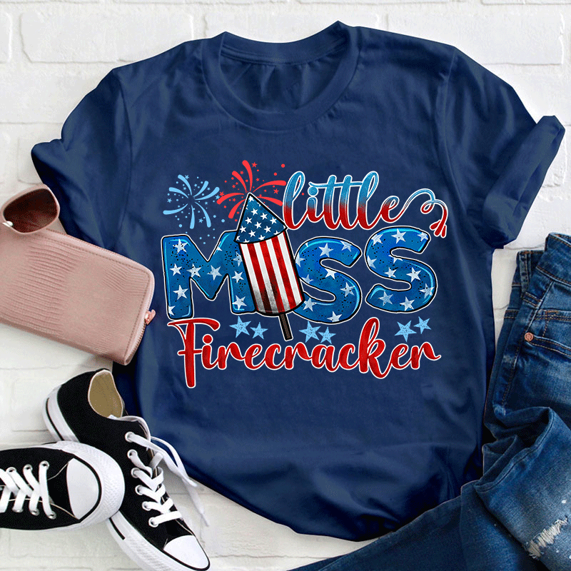 Little Miss Firecracker Teacher T-Shirt