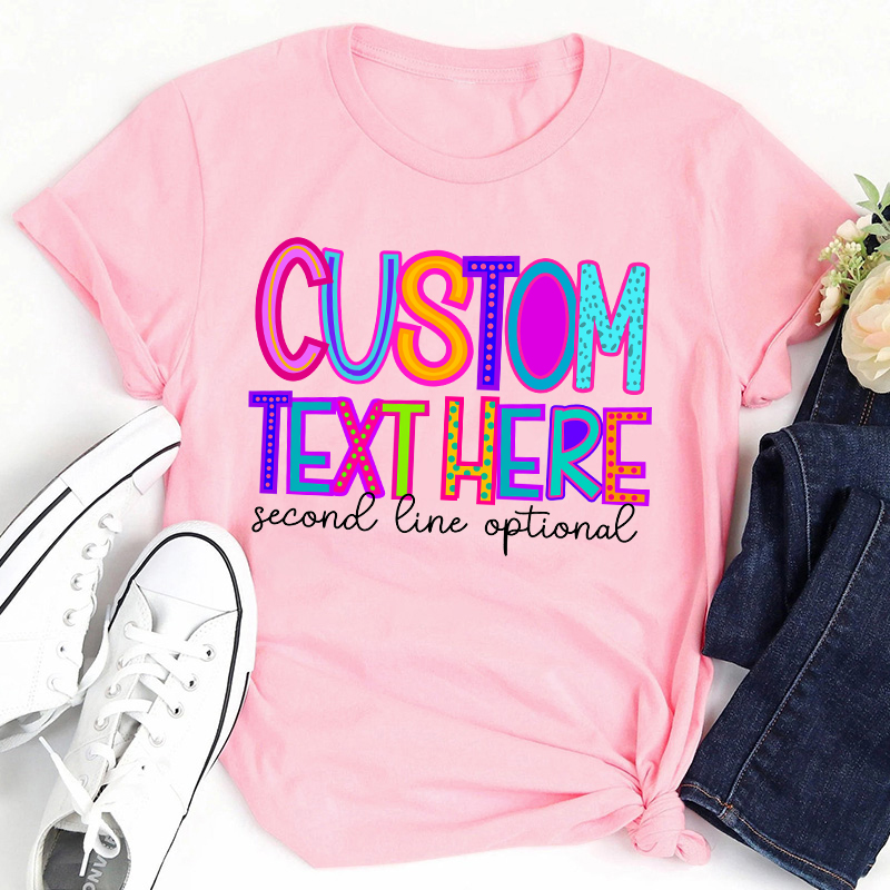 Personalized Name Neon Lights Teacher T-Shirt