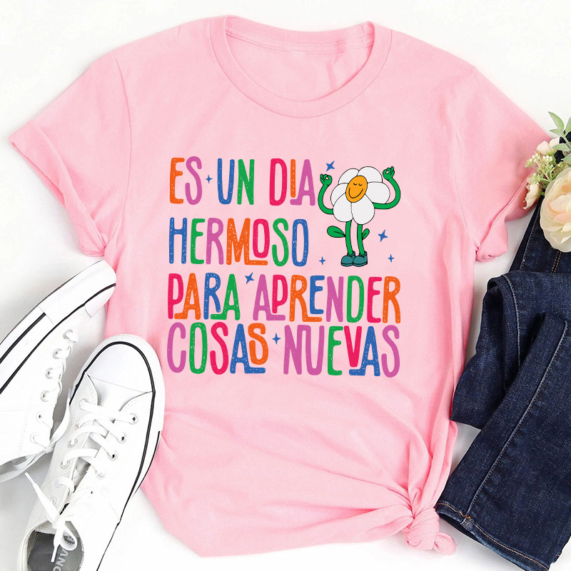 Es Un Dia Hermoso Para Aprender Cosas Nuevas Spanish Teacher T-Shirt
