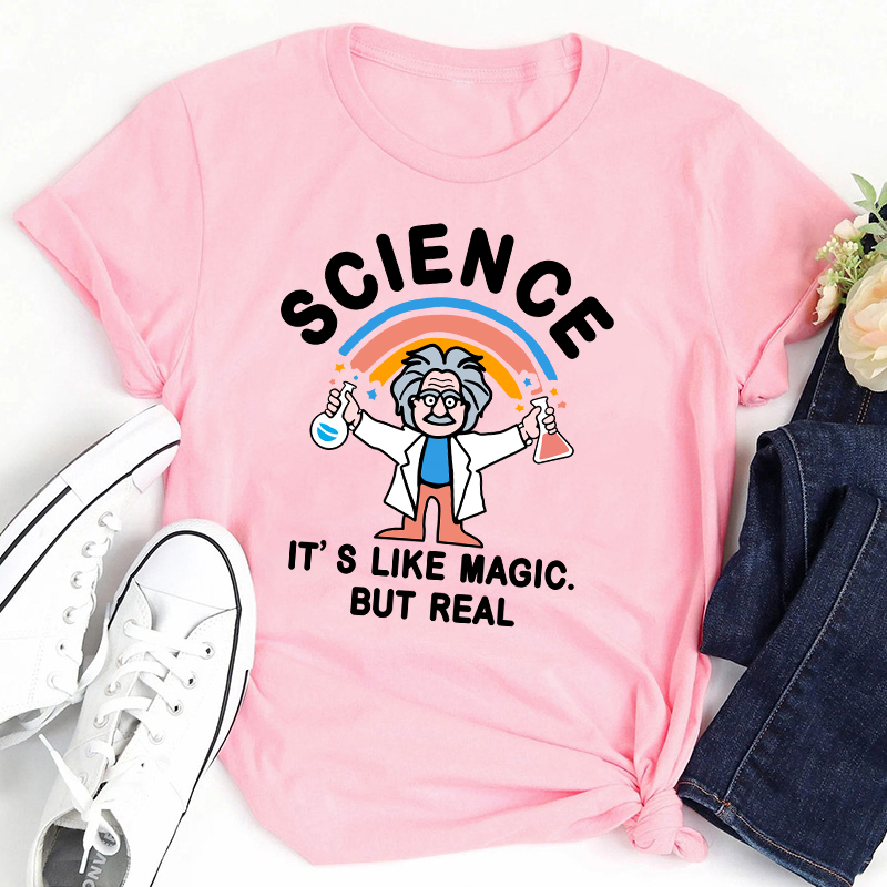 Rainbow Science It's Like Magic But Real Vintage Teacher T-Shirt