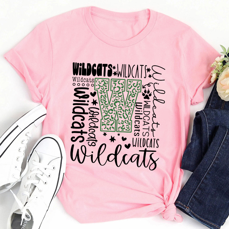 Personalized Colorful Leopard Mascot Teacher T-Shirt