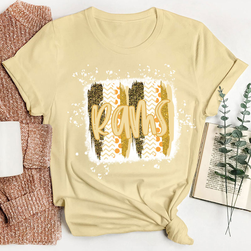 Personalized Brush Stroke Bleached Spirit Mascot Teacher T-Shirt