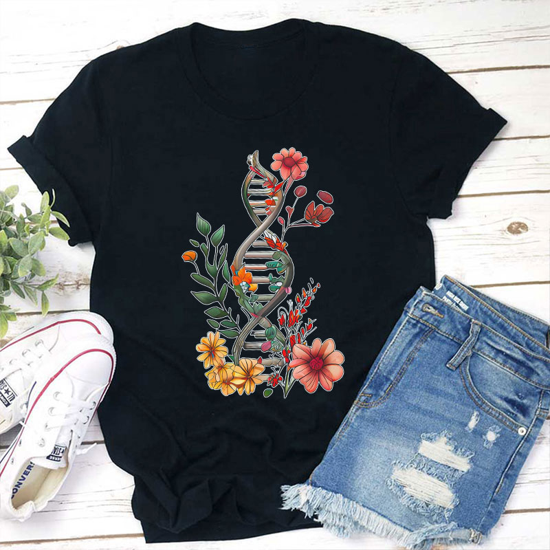 Floral DNA Biochemistry Teacher T-Shirt