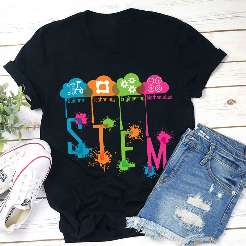 Color Splash Ink STEM Teacher T-Shirt Sale-Teachersgram