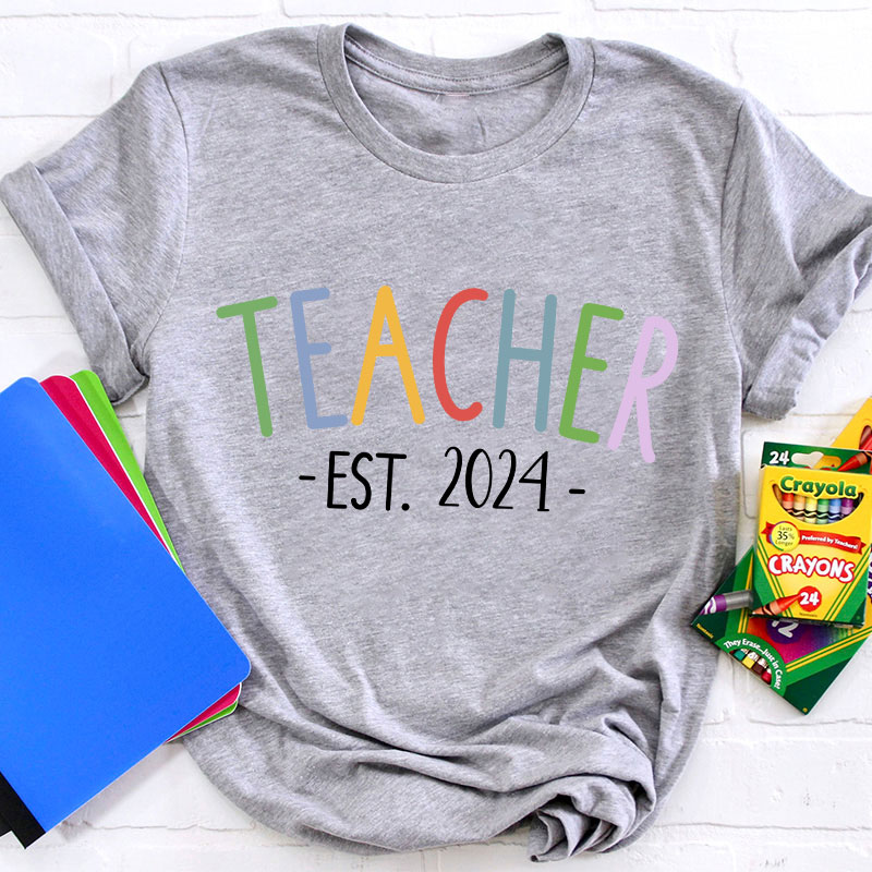 Personalized Year Teacher Est. 2024 Teacher T-Shirt