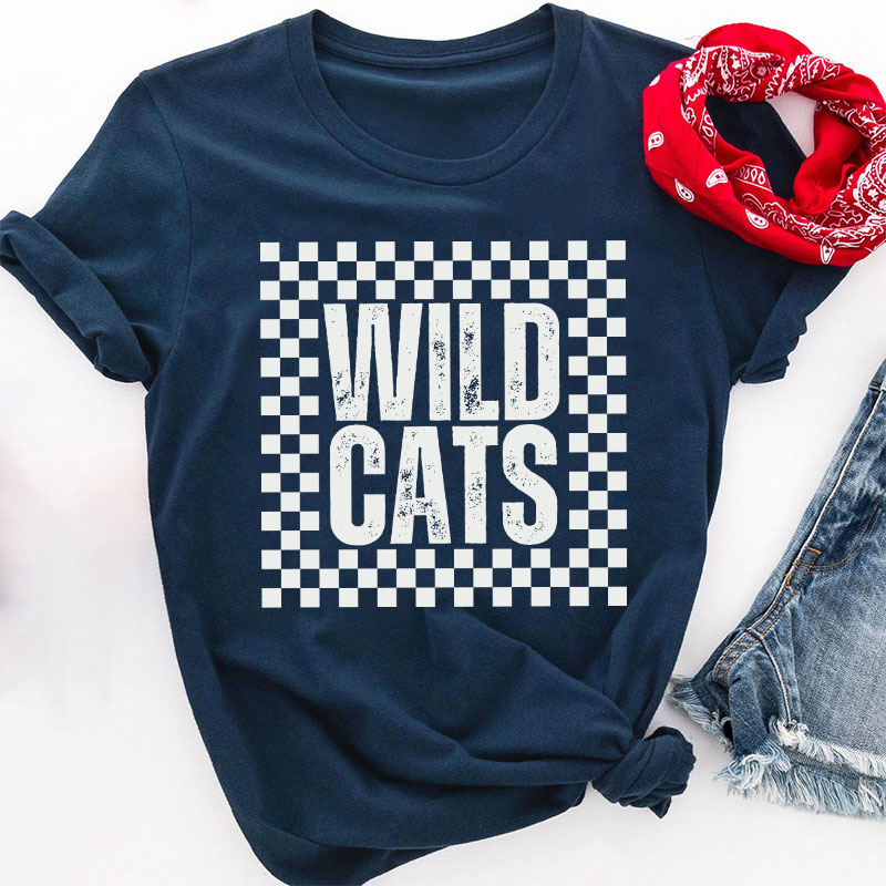 Personalized School Spirit Mascot Simple Lattice Design Teacher T-Shirt