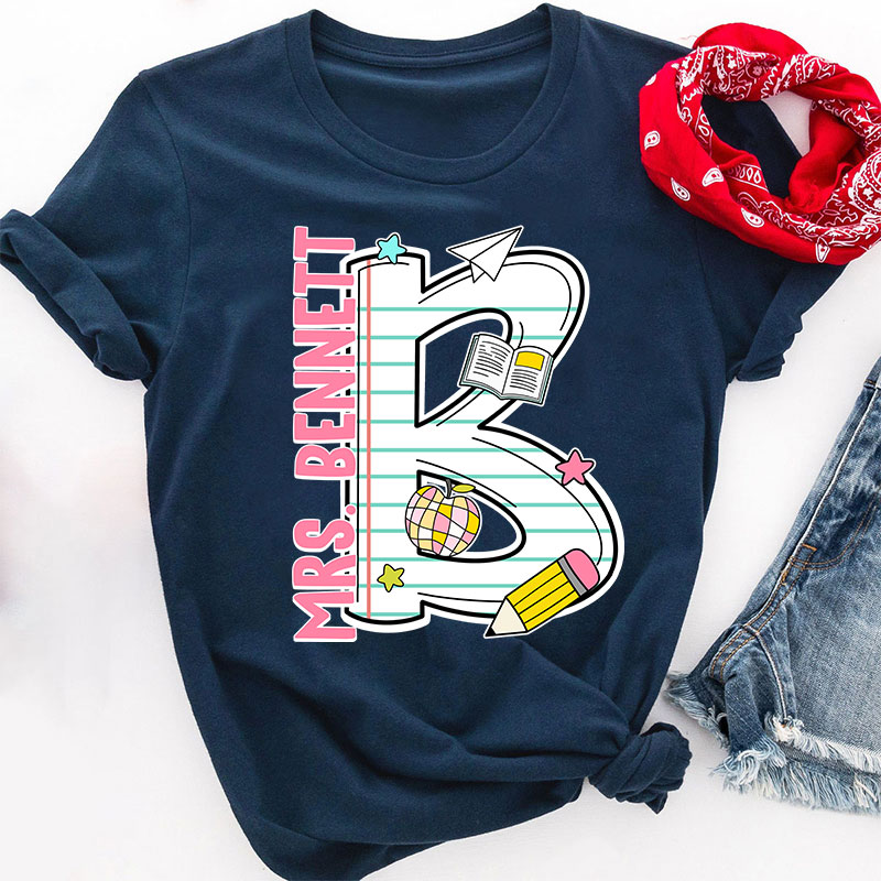 Personalized Teacher's Name Unique Initials Design Teacher T-Shirt