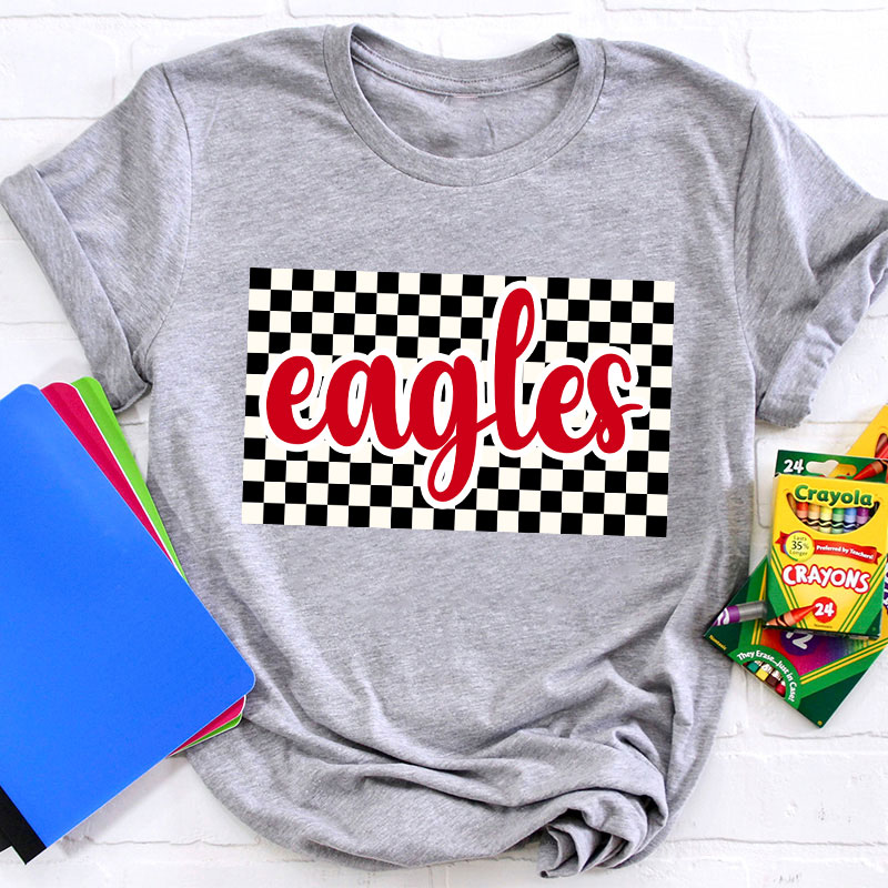 Personalized Retro Style Checkerboard Teacher T-Shirt