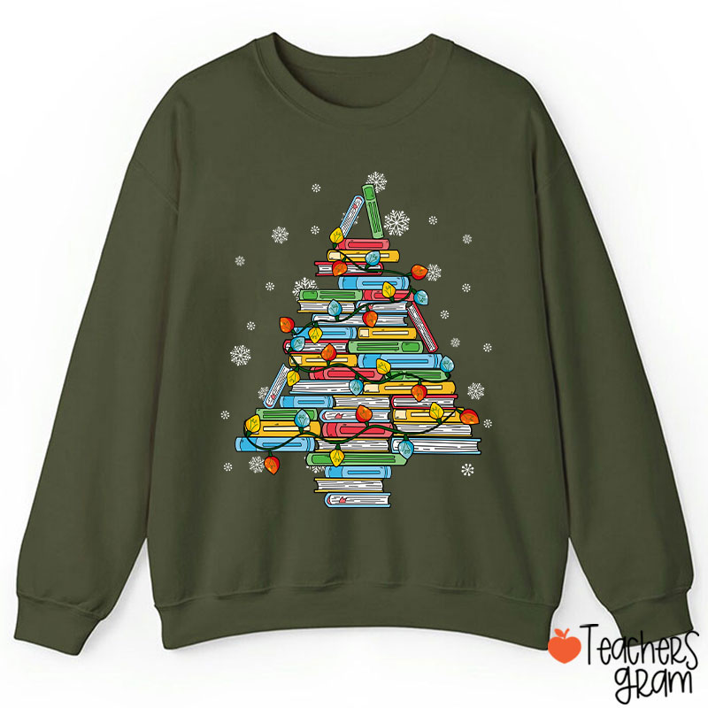 Christmas Books Tree Teacher Sweatshirt