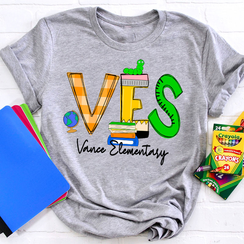 Personalized School Initials And Name Teacher T-Shirt