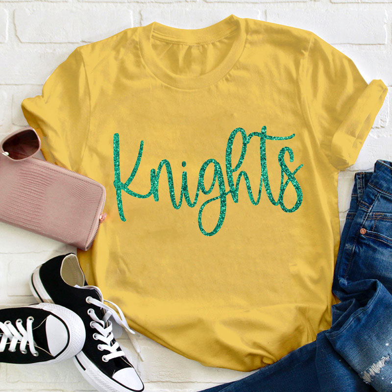 Personalized Glitter Font Mascot Teacher T-Shirt
