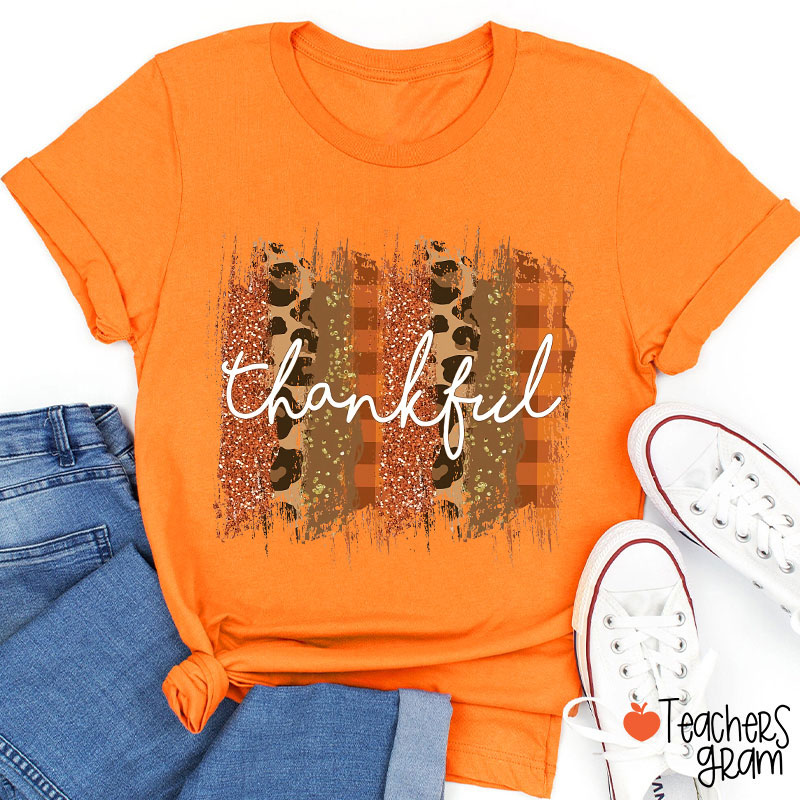 Thankful Leopard Teacher T-Shirt