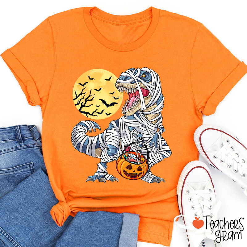 Happy Halloween Dinosaur Pumpkin Teacher T-Shirt