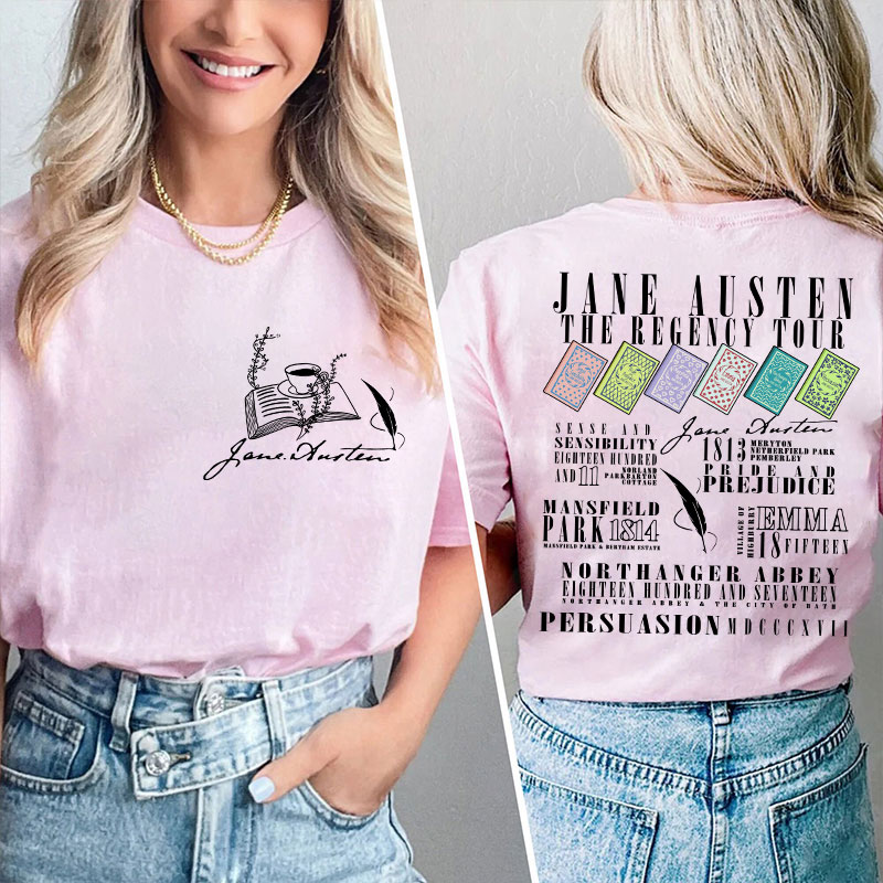 Jane Austen The Regency Tour Teacher Two Sided T-Shirt