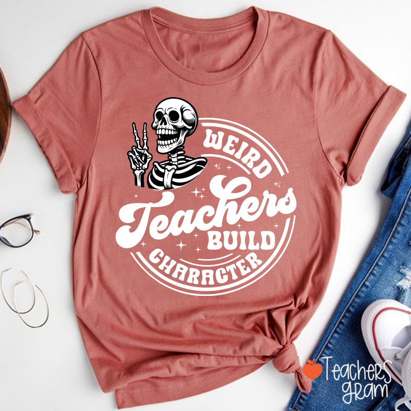Weird Teacher Build Gharacter Halloween Teacher T-Shirt
