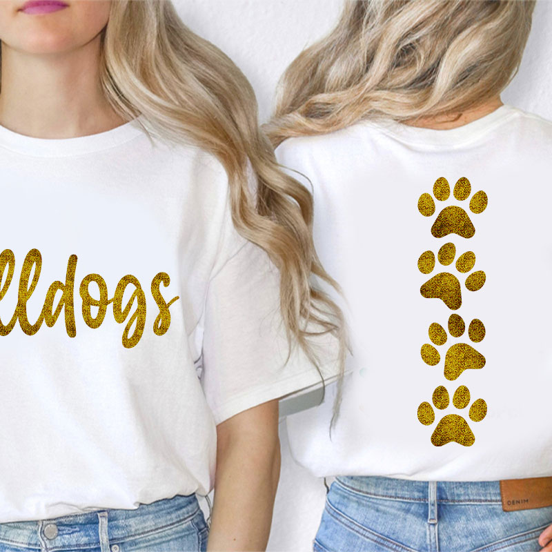 Personalized Mascot And Paw Game Day Teacher Two Sided T-Shirt