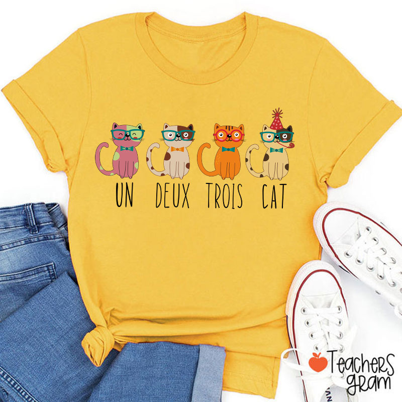 Un Deux Trois Funny Cat French Teacher T-Shirt