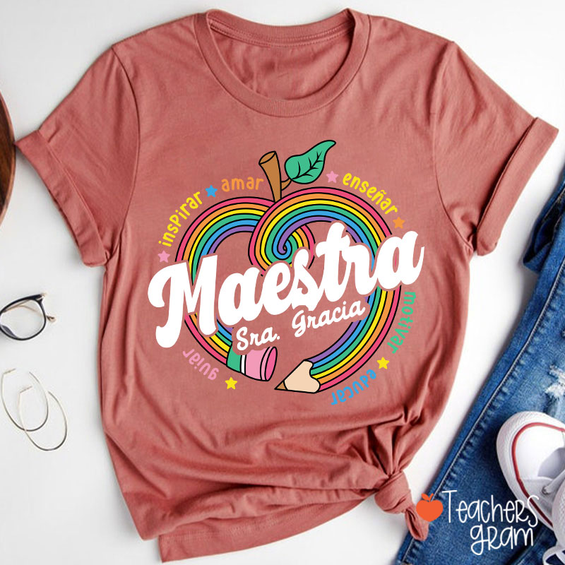 Personalized Inspirar Amar Maestra Spanish Teacher T-Shirt