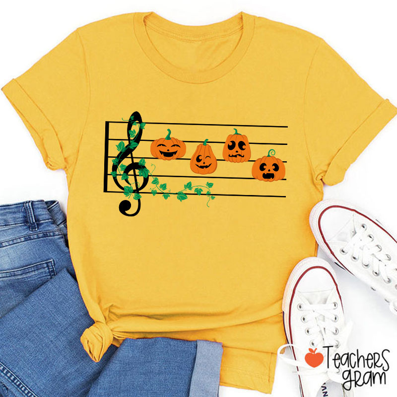 Pumpkins Music Notes Halloween Teacher T-Shirt