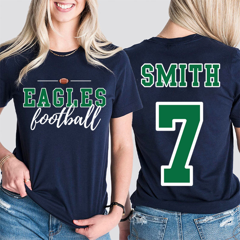 Personalized Mascot Sport Name And Number Game Day Teacher Two Sided T-Shirt
