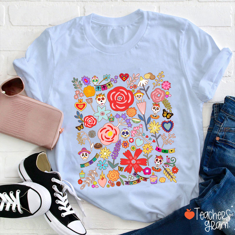 Dia De Los Muertos Mexican Art Spanish Teacher T-Shirt