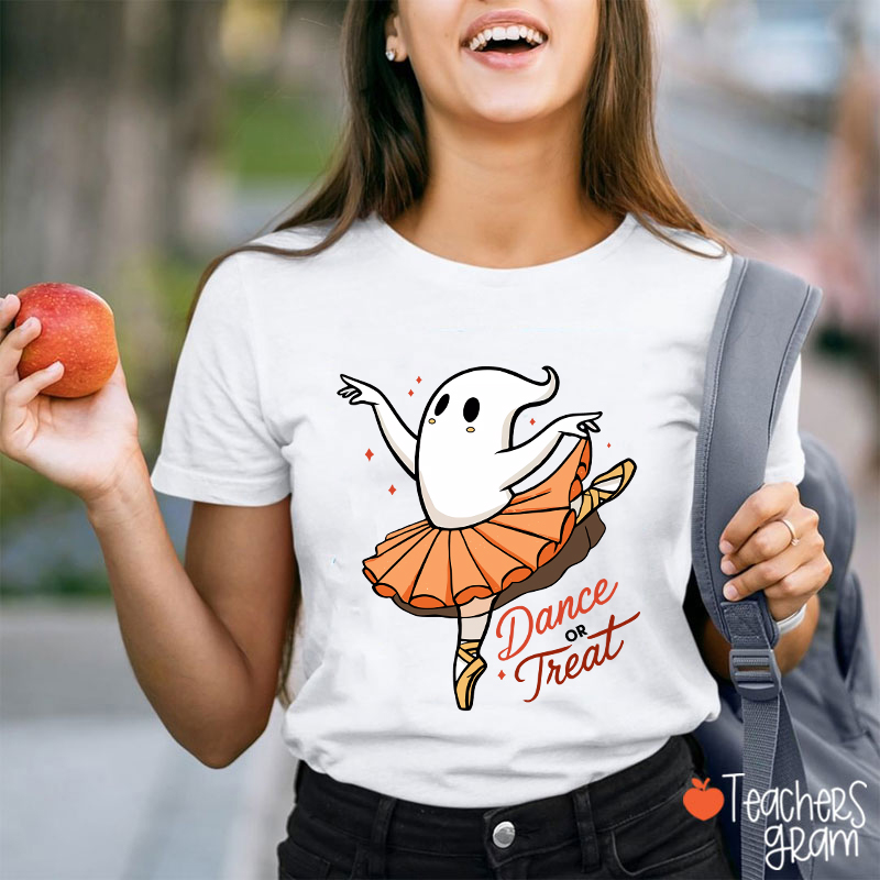 Dance Or Treat Ghost Halloween Teacher T-Shirt