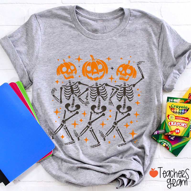 Dance Pumpkin Skeleton Halloween Teacher T-Shirt