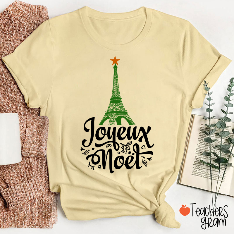 Eiffel Tower Joyeux Noël French Teacher T-Shirt