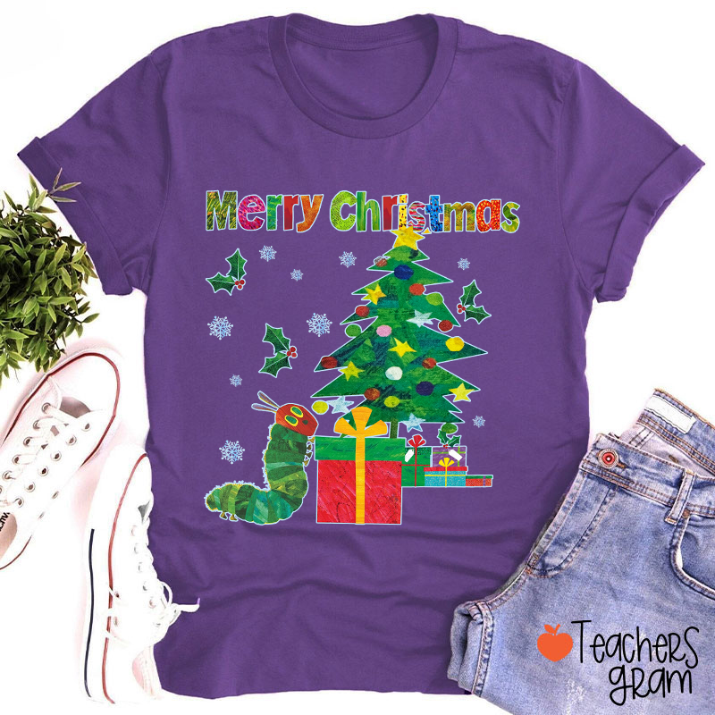 Very Hungry Caterpillar Merry Christmas Teacher T-Shirt