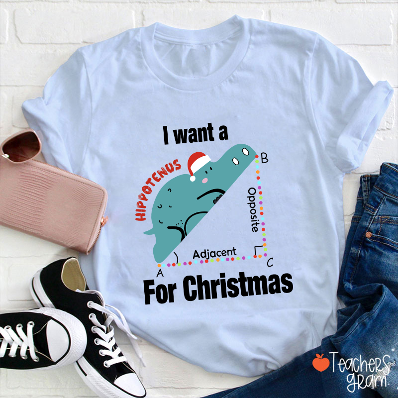 I Want A Hippotenus For Christmas Teacher T-Shirt