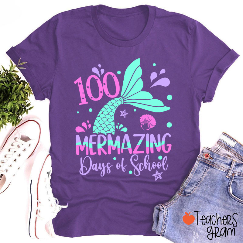 100 Mermazing Days Of School Teacher T-Shirt