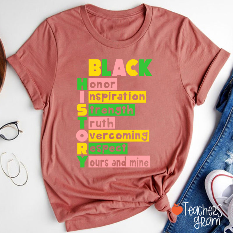 Black History Words Teacher T-Shirt
